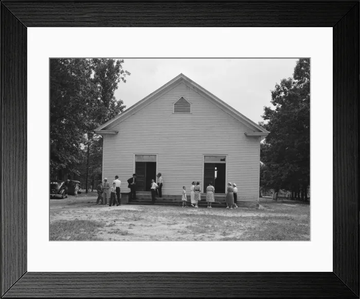 Framed Print : Possibly: Congregation entering church, Wheeleys Church, Person County, North Carolina, 1939. Creator: Dorothea Lange Framed Print : Possibly: Congregation entering church, Wheeleys Church, Person County, North Carolina, 1939. Creator: Dorothea Lange