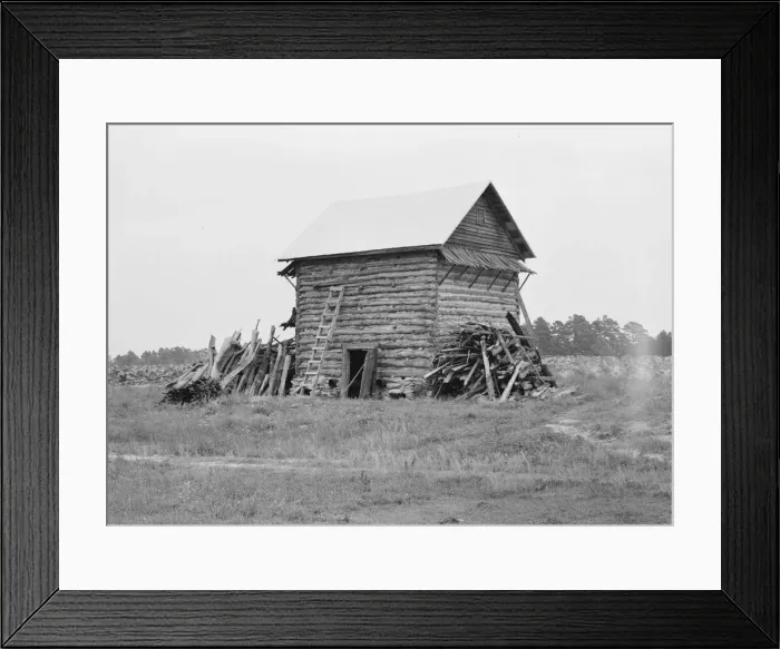 Framed Print : Tobacco barn without front shelter, Person County, North Carolina, 1939. Creator: Dorothea Lange Framed Print : Tobacco barn without front shelter, Person County, North Carolina, 1939. Creator: Dorothea Lange