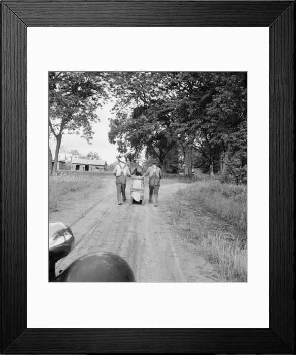 Framed Print : Mr. Taylor and wage laborer slide tobacco to the barn... Granville County, North Carolina, 1939. Creator: Dorothea Lange Framed Print : Mr. Taylor and wage laborer slide tobacco to the barn... Granville County, North Carolina, 1939. Creator: Dorothea Lange