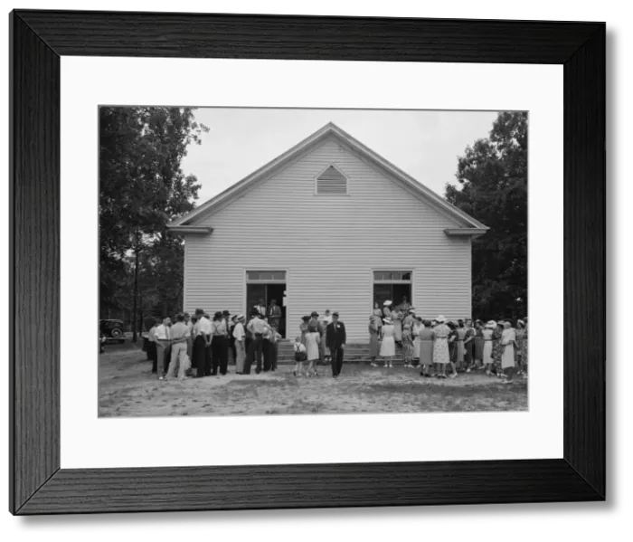 Framed Print : Congregation gathers in groups... Wheeleys Church, Person County, North Carolina, 1939. Creator: Dorothea Lange Framed Print : Congregation gathers in groups... Wheeleys Church, Person County, North Carolina, 1939. Creator: Dorothea Lange