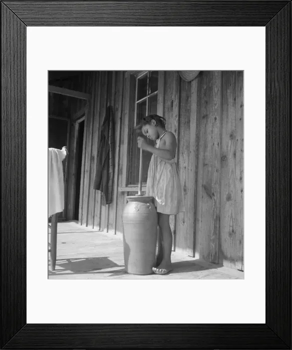 Framed Print : Pottery butter churn on porch of Negro tenant family, Randolph County, N Carolina, 1939. Creator: Dorothea Lange Framed Print : Pottery butter churn on porch of Negro tenant family, Randolph County, N Carolina, 1939. Creator: Dorothea Lange