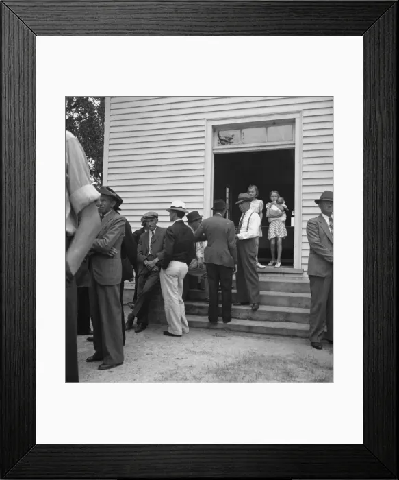 Framed Print : Possibly: Congregation entering church, Wheeleys Church, Person County, North Carolina, 1939. Creator: Dorothea Lange Framed Print : Possibly: Congregation entering church, Wheeleys Church, Person County, North Carolina, 1939. Creator: Dorothea Lange