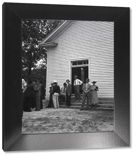 Congregation entering church, Wheeleys Church, Person County, North Carolina, 1939. Creator: Dorothea Lange