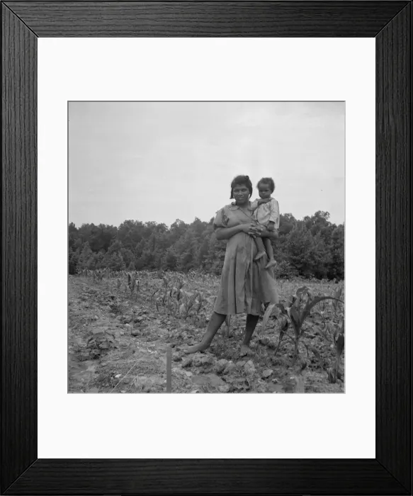 Framed Print : Wife and child of young sharecropper... Hillside Farm, Person County, North Carolina, 1939. Creator: Dorothea Lange Framed Print : Wife and child of young sharecropper... Hillside Farm, Person County, North Carolina, 1939. Creator: Dorothea Lange