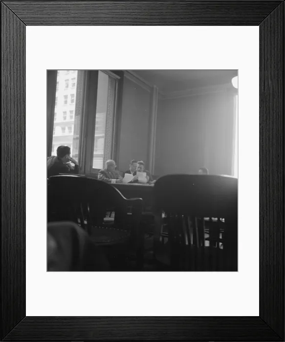 Framed Print : Committee of Chicago board of aldermen in city hall, Chicago, Illinois, 1939. Creator: Dorothea Lange Framed Print : Committee of Chicago board of aldermen in city hall, Chicago, Illinois, 1939. Creator: Dorothea Lange