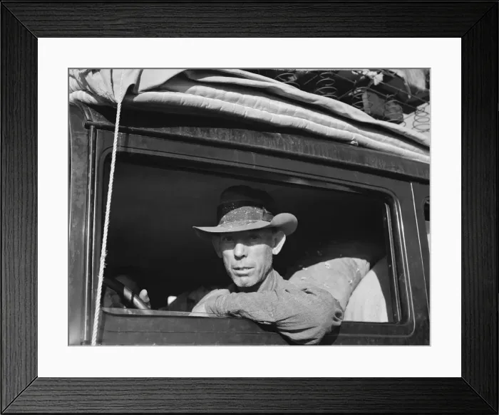 Framed Print : Migratory cotton picker on highway near Merced, California, 1939. Creator: Dorothea Lange Framed Print : Migratory cotton picker on highway near Merced, California, 1939. Creator: Dorothea Lange