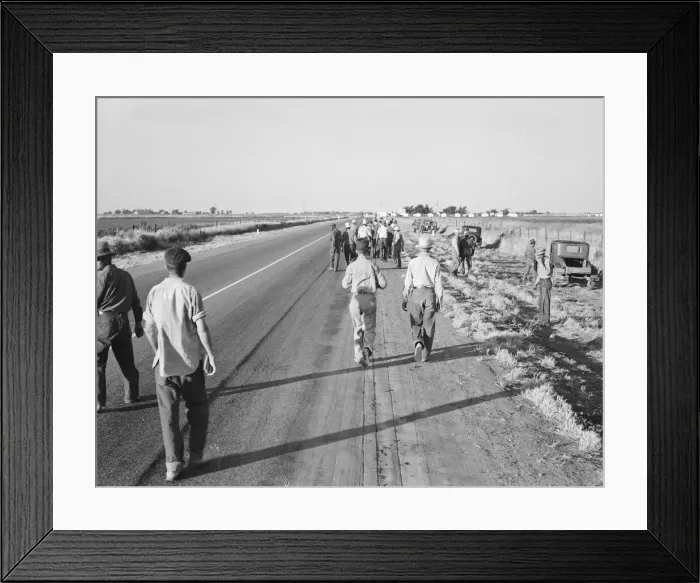 Framed Print : Migratory agricultural workers - cotton hoers, near Los Banos, California, 1939. Creator: Dorothea Lange Framed Print : Migratory agricultural workers - cotton hoers, near Los Banos, California, 1939. Creator: Dorothea Lange