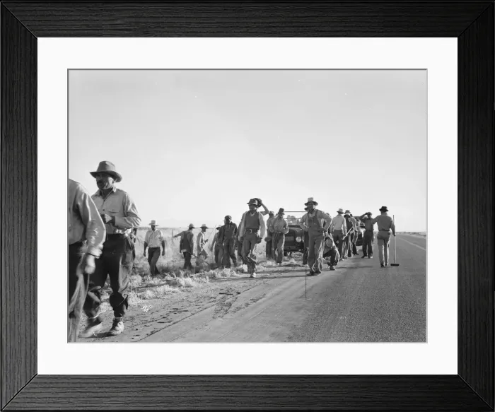 Framed Print : Migratory agricultural workers - cotton hoers, near Los Banos, California, 1939. Creator: Dorothea Lange Framed Print : Migratory agricultural workers - cotton hoers, near Los Banos, California, 1939. Creator: Dorothea Lange