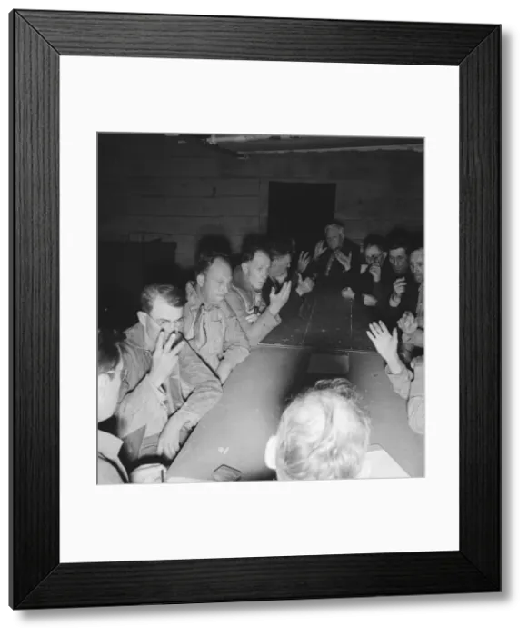 Framed Print : Meeting of the camp council, FSA camp, Farmersville, California, 1939. Creator: Dorothea Lange Framed Print : Meeting of the camp council, FSA camp, Farmersville, California, 1939. Creator: Dorothea Lange