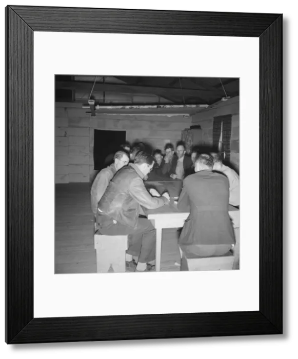Framed Print : Meeting of the camp council, FSA camp, Farmersville, California, 1939. Creator: Dorothea Lange