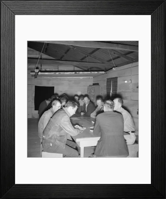 Framed Print : Meeting of the camp council, FSA camp, Farmersville, California, 1939. Creator: Dorothea Lange Framed Print : Meeting of the camp council, FSA camp, Farmersville, California, 1939. Creator: Dorothea Lange