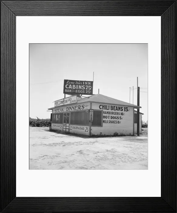 Framed Print : Between Tulare and Fresno on U. S. 99, 1939. Creator: Dorothea Lange Framed Print : Between Tulare and Fresno on U. S. 99, 1939. Creator: Dorothea Lange