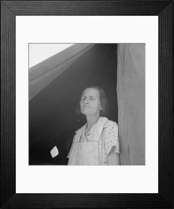 Framed Print : Migrant woman from Arkansas living in contractors camp near Westley, California, 1939. Creator: Dorothea Lange Framed Print : Migrant woman from Arkansas living in contractors camp near Westley, California, 1939. Creator: Dorothea Lange