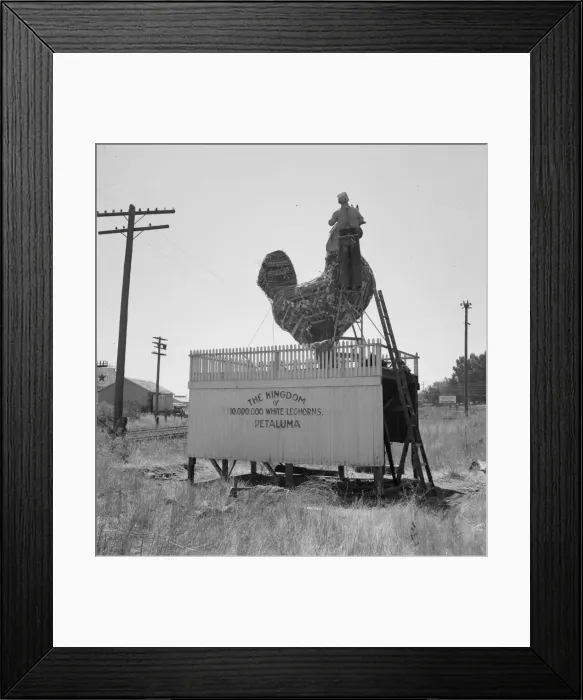 Framed Print : Roadside sculpture (under repair) on U. S. 101, entering Petaluma, Sonoma County, 1939. Creator: Dorothea Lange Framed Print : Roadside sculpture (under repair) on U. S. 101, entering Petaluma, Sonoma County, 1939. Creator: Dorothea Lange