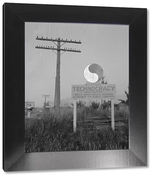 New sign, erected seven years after Howard Scott talked of a... Josephine County, Oregon, 1939. Creator: Dorothea Lange