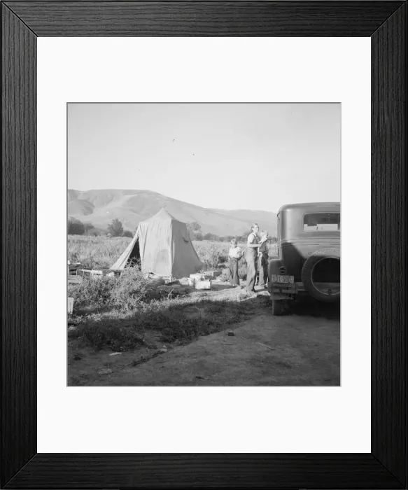 Framed Print : Fatherless migratory family camped behind gas station, Yakima Valley, Washington, 1939. Creator: Dorothea Lange Framed Print : Fatherless migratory family camped behind gas station, Yakima Valley, Washington, 1939. Creator: Dorothea Lange