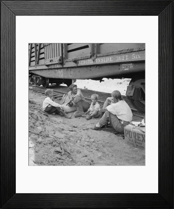 Framed Print : Family who traveled by freight train, Washington, Toppenish, Yakima Valley, 1939. Creator: Dorothea Lange Framed Print : Family who traveled by freight train, Washington, Toppenish, Yakima Valley, 1939. Creator: Dorothea Lange