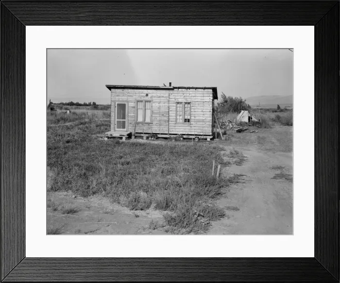 Framed Print : Homes are built bit by bit with whatever materials are available, Yakima, Washington, 1939. Creator: Dorothea Lange Framed Print : Homes are built bit by bit with whatever materials are available, Yakima, Washington, 1939. Creator: Dorothea Lange
