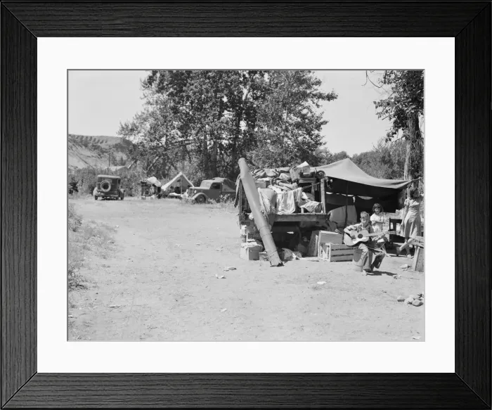 Framed Print : Possibly: Camp of migratory families in Ramblers Park, Yakima Valley, Washington, 1939. Creator: Dorothea Lange Framed Print : Possibly: Camp of migratory families in Ramblers Park, Yakima Valley, Washington, 1939. Creator: Dorothea Lange