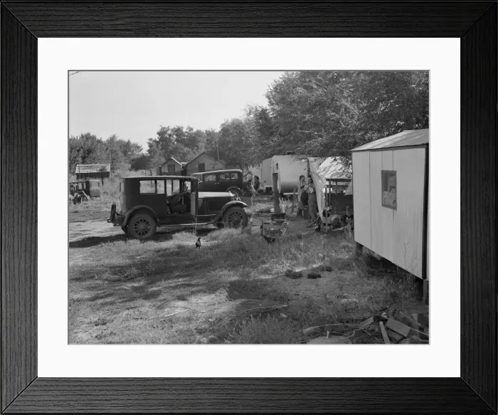 Framed Print : Cheap auto camp for migratory workers Toppenish, Yakima Valley, Washington, 1939. Creator: Dorothea Lange Framed Print : Cheap auto camp for migratory workers Toppenish, Yakima Valley, Washington, 1939. Creator: Dorothea Lange