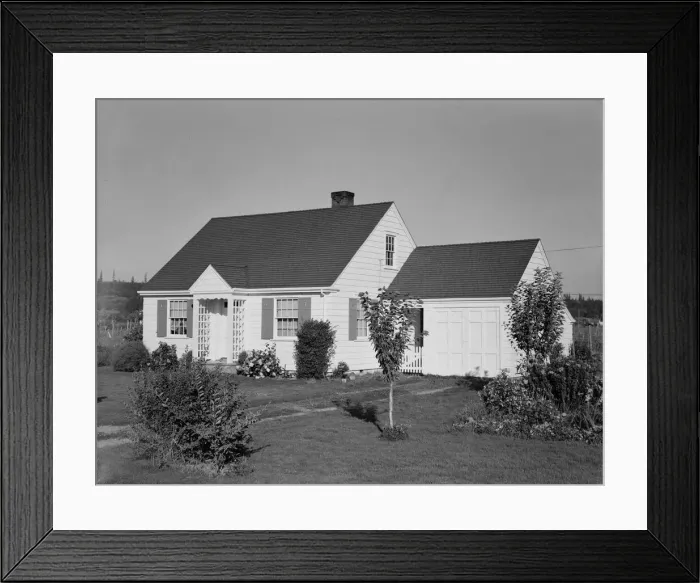 Framed Print : Home on Longview homestead project, Cowlitz County, Washington, 1939. Creator: Dorothea Lange Framed Print : Home on Longview homestead project, Cowlitz County, Washington, 1939. Creator: Dorothea Lange