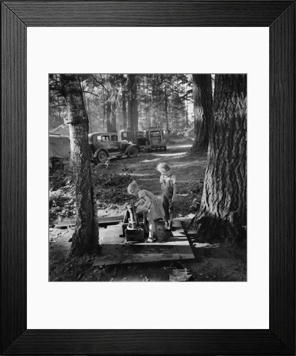 Framed Print : Children in large private bean pickers camp, near West Stayton, Marion County, Oregon, 1939. Creator: Dorothea Lange Framed Print : Children in large private bean pickers camp, near West Stayton, Marion County, Oregon, 1939. Creator: Dorothea Lange