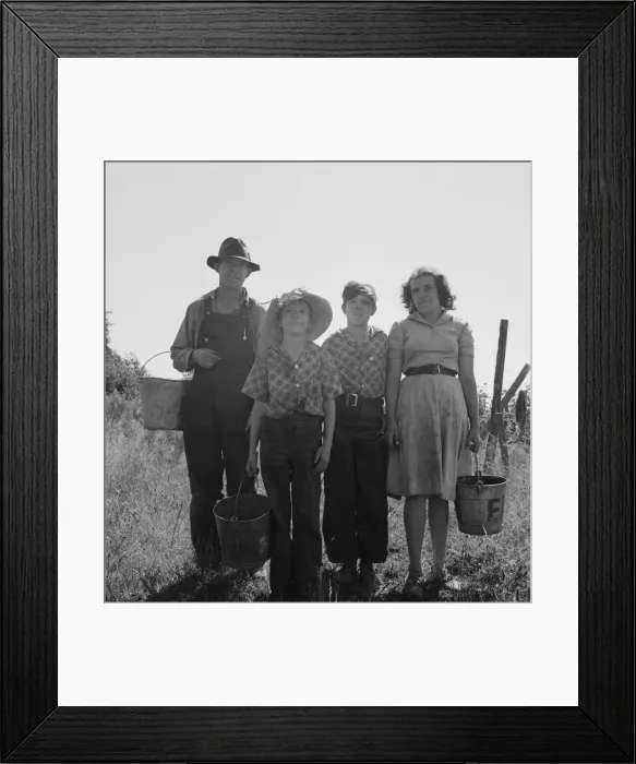 Framed Print : Father and children came from Albany... near West Stayton, Marion county, Oregon, 1939. Creator: Dorothea Lange Framed Print : Father and children came from Albany... near West Stayton, Marion county, Oregon, 1939. Creator: Dorothea Lange