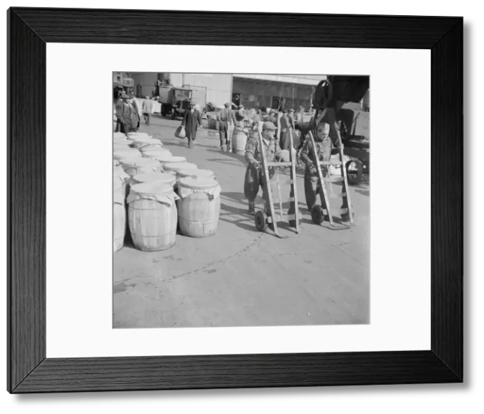 Framed Print : Dock scene, Fulton fish market, New York, 1943. Creator: Gordon Parks Framed Print : Dock scene, Fulton fish market, New York, 1943. Creator: Gordon Parks