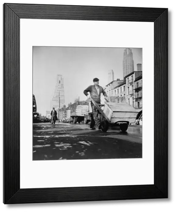 Framed Print : Fulton fish market street scene, New York, 1943. Creator: Gordon Parks Framed Print : Fulton fish market street scene, New York, 1943. Creator: Gordon Parks