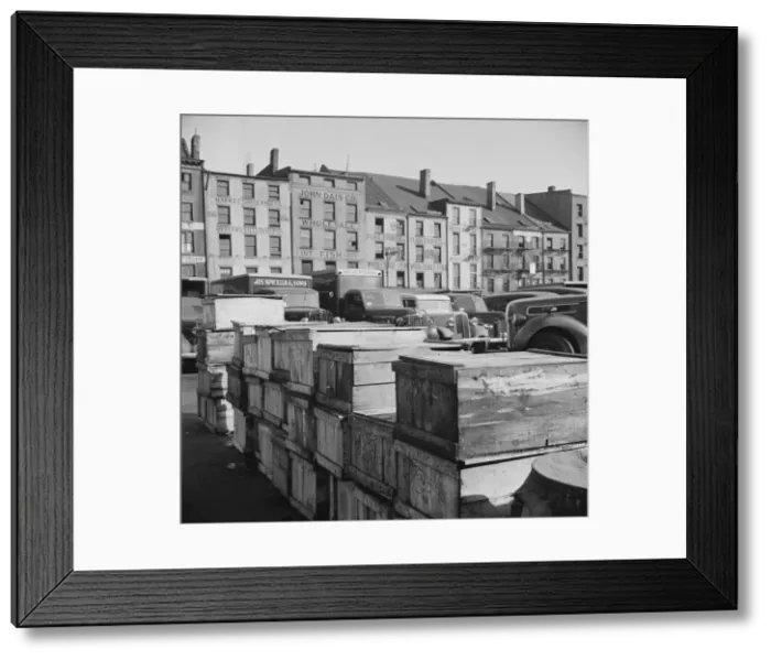 Framed Print : Boxes of fish caught off the New England coast waiting to be shipped to retail... New York, 1943. Creator: Gordon Parks Framed Print : Boxes of fish caught off the New England coast waiting to be shipped to retail... New York, 1943. Creator: Gordon Parks