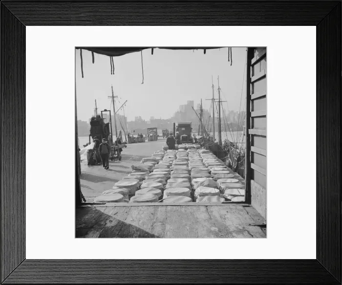 Framed Print : Barrels of fish on the docks at Fulton fish market ready to be shipped to... New York, 1943. Creator: Gordon Parks Framed Print : Barrels of fish on the docks at Fulton fish market ready to be shipped to... New York, 1943. Creator: Gordon Parks