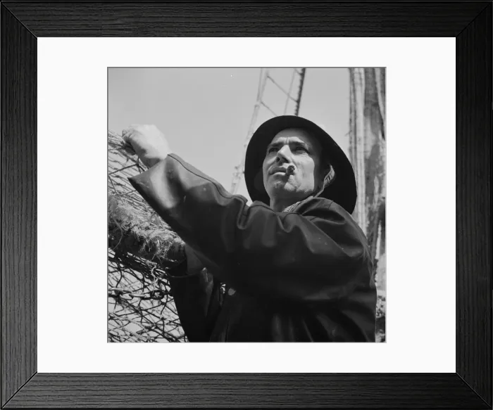 Framed Print : A New England fisherman preparing his boat to leave the New York docks, , New York, 1943. Creator: Gordon Parks Framed Print : A New England fisherman preparing his boat to leave the New York docks, , New York, 1943. Creator: Gordon Parks