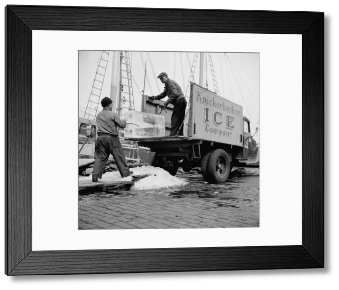 Framed Print : Ice used to store fish in ships, New York, 1943. Creator: Gordon Parks Framed Print : Ice used to store fish in ships, New York, 1943. Creator: Gordon Parks