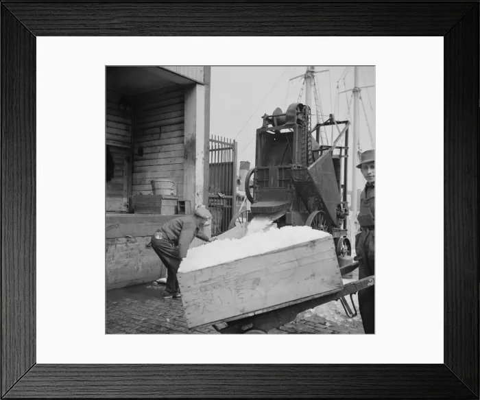 Framed Print : Ice used to store fish in ships, New York, 1943. Creator: Gordon Parks Framed Print : Ice used to store fish in ships, New York, 1943. Creator: Gordon Parks
