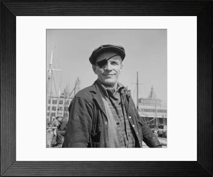 Framed Print : Dock stevedore at the Fulton fish market, New York, 1943. Creator: Gordon Parks Framed Print : Dock stevedore at the Fulton fish market, New York, 1943. Creator: Gordon Parks