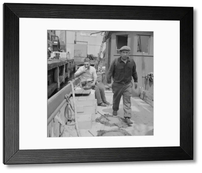 Framed Print : New England fisherman aboard their ship at Fulton fish market, New York, 1943. Creator: Gordon Parks Framed Print : New England fisherman aboard their ship at Fulton fish market, New York, 1943. Creator: Gordon Parks