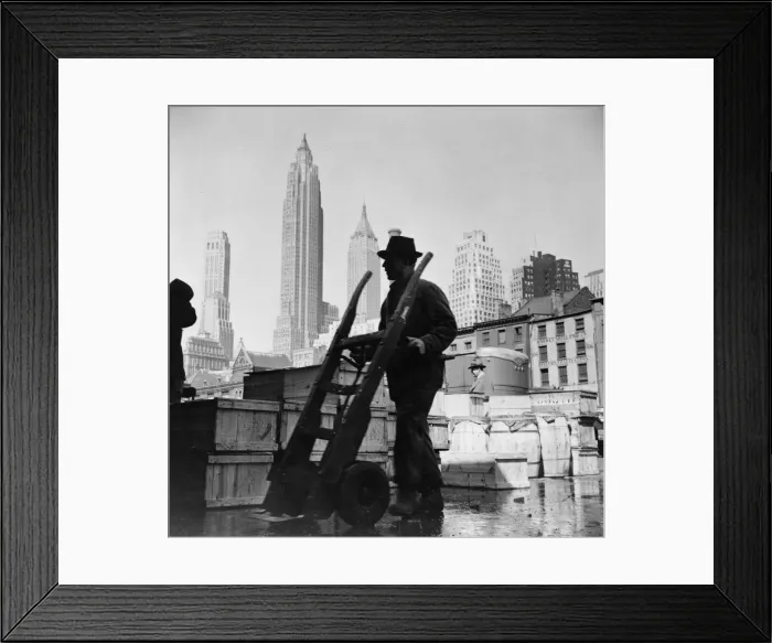 Framed Print : A scene at Fultons fish market, New York, 1943. Creator: Gordon Parks Framed Print : A scene at Fultons fish market, New York, 1943. Creator: Gordon Parks