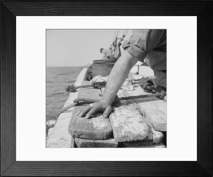 Framed Print : On board the fishing boat Alden out of Gloucester, Massachusetts, 1943. Creator: Gordon Parks Framed Print : On board the fishing boat Alden out of Gloucester, Massachusetts, 1943. Creator: Gordon Parks