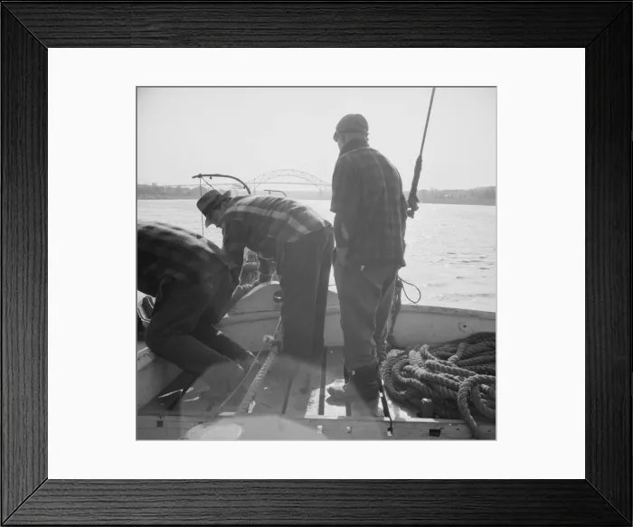 Framed Print : Possibly: On board the fishing boat Alden out of Gloucester, Massachusetts, 1943. Creator: Gordon Parks Framed Print : Possibly: On board the fishing boat Alden out of Gloucester, Massachusetts, 1943. Creator: Gordon Parks