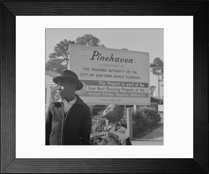 Framed Print : Two children living in low rent housing project near Bethune-Cookman... Daytona Beach, Florida, 1943. Creator: Gordon Parks Framed Print : Two children living in low rent housing project near Bethune-Cookman... Daytona Beach, Florida, 1943. Creator: Gordon Parks