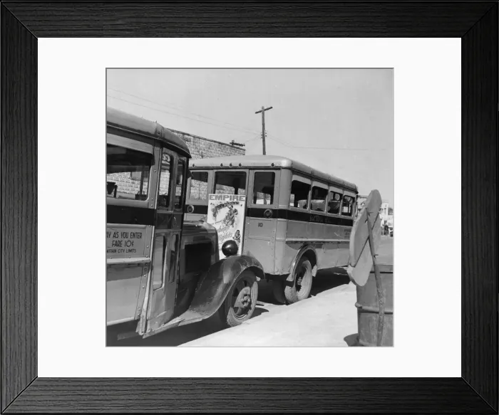 Framed Print : Buses operated by the city which are used only by Negroes, Daytona Beach, Florida, 1943. Creator: Gordon Parks Framed Print : Buses operated by the city which are used only by Negroes, Daytona Beach, Florida, 1943. Creator: Gordon Parks