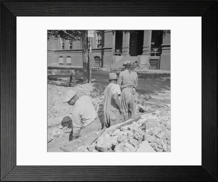 Framed Print : Preparing the ground for the construction of emergency buildings... Washington, D.C, 1943. Creator: Gordon Parks Framed Print : Preparing the ground for the construction of emergency buildings... Washington, D.C, 1943. Creator: Gordon Parks