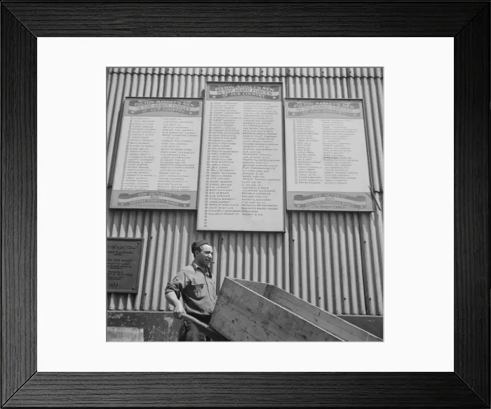 Framed Print : Many of the Fulton fish market men are in the armed forces, New York, 1943. Creator: Gordon Parks Framed Print : Many of the Fulton fish market men are in the armed forces, New York, 1943. Creator: Gordon Parks