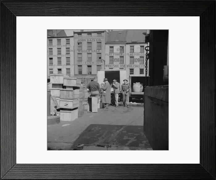Framed Print : A buyer visits the wholesale district to purchase fish for his store, New York, 1943. Creator: Gordon Parks Framed Print : A buyer visits the wholesale district to purchase fish for his store, New York, 1943. Creator: Gordon Parks