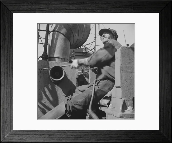 Framed Print : Possibly: A hoister unloading fish at Fulton fish market, New York, 1943. Creator: Gordon Parks Framed Print : Possibly: A hoister unloading fish at Fulton fish market, New York, 1943. Creator: Gordon Parks