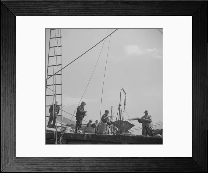 Framed Print : A scene at the Fulton fish market, New York, 1943. Creator: Gordon Parks Framed Print : A scene at the Fulton fish market, New York, 1943. Creator: Gordon Parks
