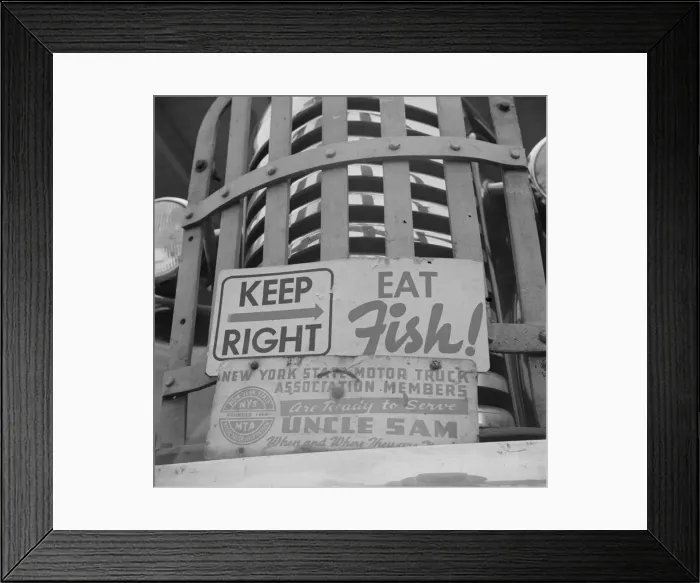 Framed Print : Sign on front of a motor truck, New York, 1943. Creator: Gordon Parks Framed Print : Sign on front of a motor truck, New York, 1943. Creator: Gordon Parks