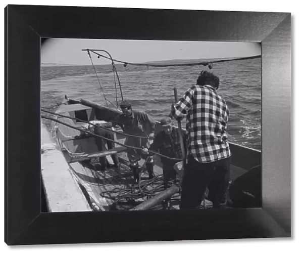 Possibly: On board the fleshing boat Alden, out of Gloucester, Massachusetts, 1943. Creator: Gordon Parks