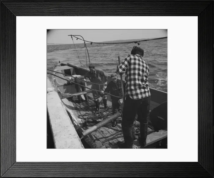 Framed Print : Possibly: On board the fleshing boat Alden, out of Gloucester, Massachusetts, 1943. Creator: Gordon Parks Framed Print : Possibly: On board the fleshing boat Alden, out of Gloucester, Massachusetts, 1943. Creator: Gordon Parks