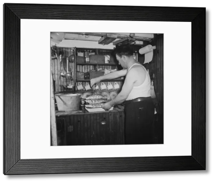 Framed Print : On board the Alden out of Gloucester, Massachusetts, 1943. Creator: Gordon Parks Framed Print : On board the Alden out of Gloucester, Massachusetts, 1943. Creator: Gordon Parks